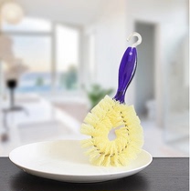 Japanese nylon fiber brushed short shank reinforced non-stick oil multipurpose pot brush dishwashing brush oil removing cleaning brush