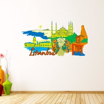 Turkish graffiti cartoon wall sticker illustration National Geographic background wall sticker living room bedroom window decoration sticker