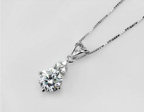 Fashion simple pendant 18K white gold Moissan stone four-claw necklace 18K box chain pendant send 925 silver chain