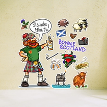 British Scottish drunkard graffiti illustration National Geographic background wall stickers living room bedroom window decoration stickers