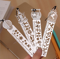 Korean retro hollow ruler Multi-function creative bookmark ruler Metal bookmark Student stationery store prizes