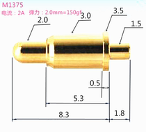 2A current spring thimble charging pin clamshell mobile phone antenna shaft power pin Copper pin pin