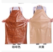 Male and female thick PU leather apron leather coat long sleeve waterproof oil-proof acid and alkali resistant anti-fouling anti-dressing work clothes