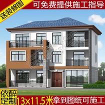 Three-story simple Europe Villa drawings rural self-built house design drawing building structure building construction plan drawing effect