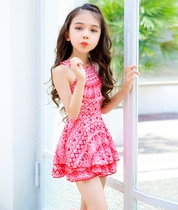 Childrens swimsuit 8 girls CUHK Girl conjoined princess dresses Korean version of student Large child swimsuit girl 12-15 years old