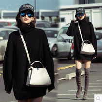 2021 autumn Na Za Yang Mi same Korean version of lazy wind loose high collar knitted pullover sweater female long