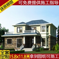With basement garage villa design new rural house self-built house floor design two and a half Villa drawings full set
