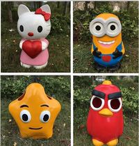 Outdoor cartoon FRP trash can ornaments cute garden sculpture creative scenic kindergarten park decorations