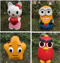 Outdoor cartoon FRP trash can ornaments cute garden sculpture creative scenic spot kindergarten Park decorations