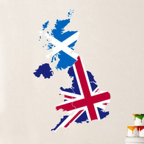United Kingdom flag Map illustration National Geographic background wall sticker living room bedroom window decoration sticker waterproof sticker