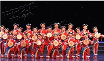 New Years Day festive childrens waist drum suit open red performance clothes small lotus style childlike innocence drum dance costume