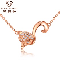  Debelin jewelry 18k rose gold diamond necklace clavicle chain female fox necklace gift gift girlfriend pendant