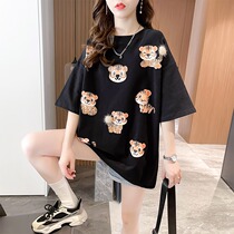 Summer clothing big code 200 catty and sister short sleeve t-shirt woman upper clothes loose pregnancy woman dress fashion cute tiger lower