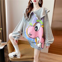 2022 Spring loaded with large size 200 catty sister mm long sleeve sweatshirt woman blouse loose thin and pregnant with small child