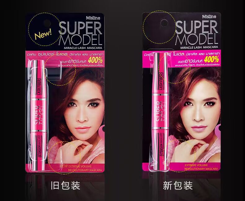 Thái Lan nhập khẩu chuyên nghiệp trang điểm Mistin không thấm nước hai đầu dài uốn cong không quầng mascara 4D - Kem Mascara / Revitalash mascaran