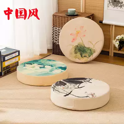 Flax round futon cushion thickened removable and washable fabric cushion meditation mat household floating window tatami cushion
