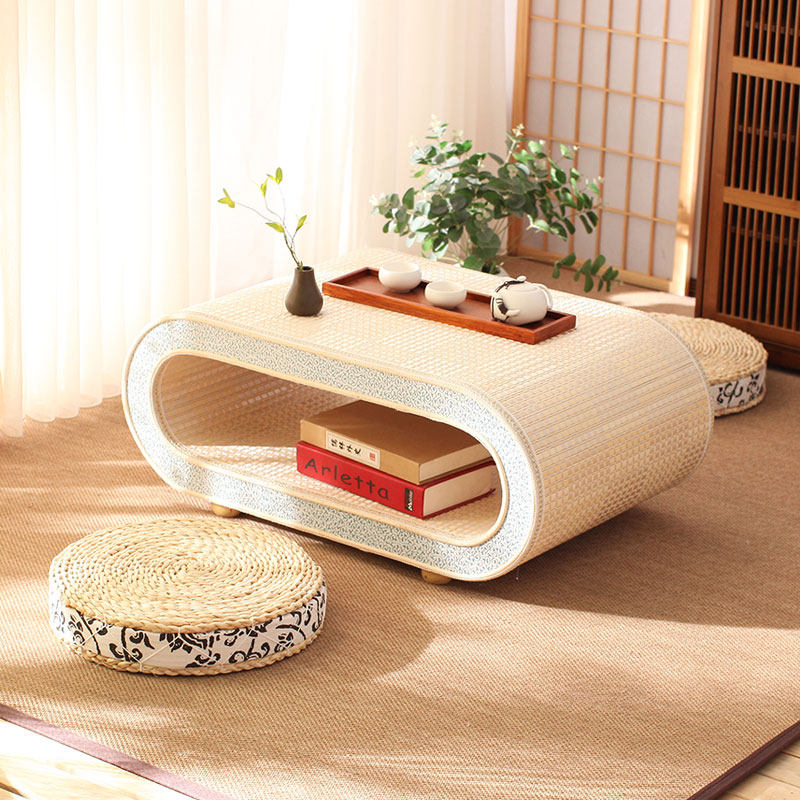 Bamboo-knitted kang a few days style tatami small table minimalist idea small tea table Home Minestay short table floating window small table