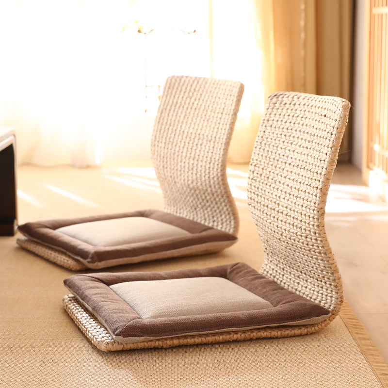 Straw rattan tatami chair single back chair lazy Japanese-style bed legless small apartment bay window seat seat