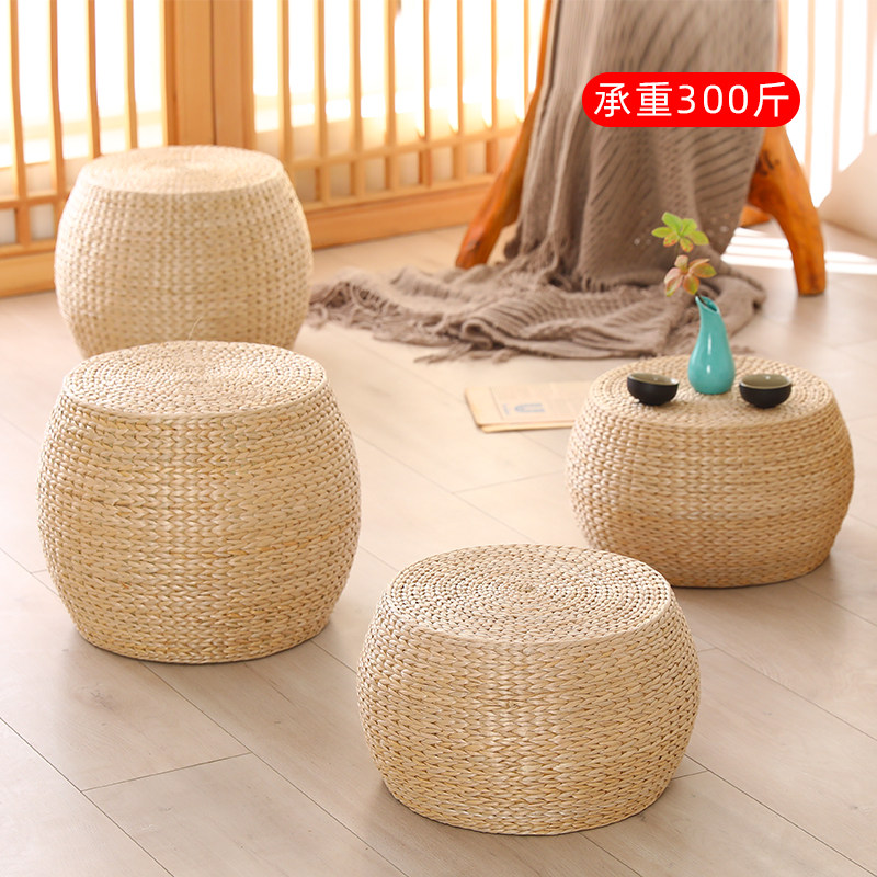 Grass Choreography Small Stool Domestic Short Stool Solid Wood Small Bench creative round stool Living room doorway Changing Stool stool Stool Footstool