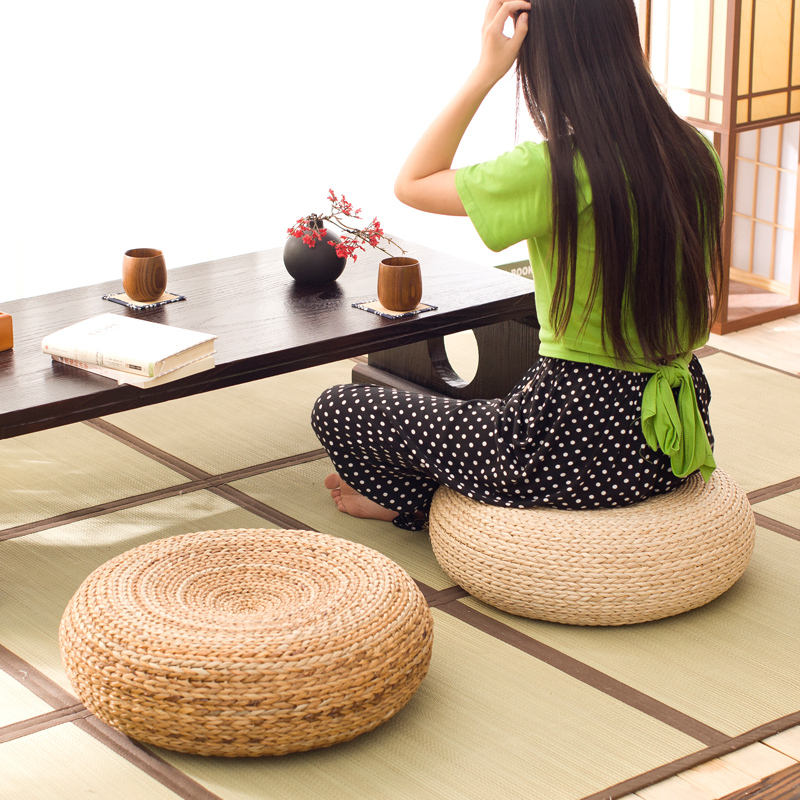 Straw Woven Floor Cushion, Thickened Round Tatami Mat, Japanese-Style Rattan Meditation Cushion, Tea Ceremony Floor Seat