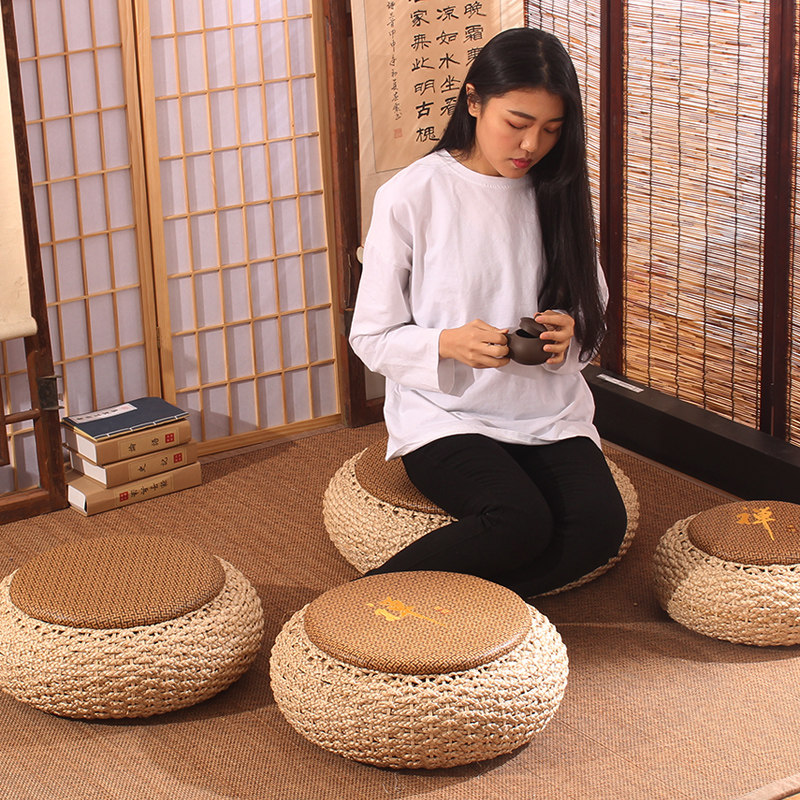 Day style bushel cushion thickened tatami sit mound rattan chic home beat meditation meditation cushion Zen Tea Road ground cushion