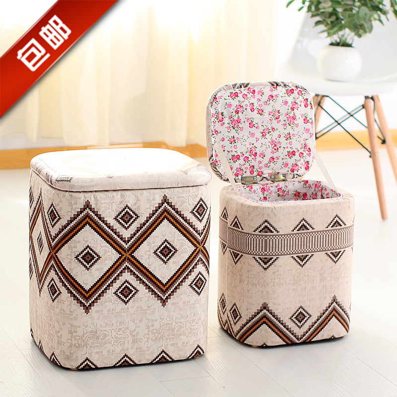 Storage stool can sit on adult modern simple solid wood shoe changing stool multifunctional fabric sofa storage box stool