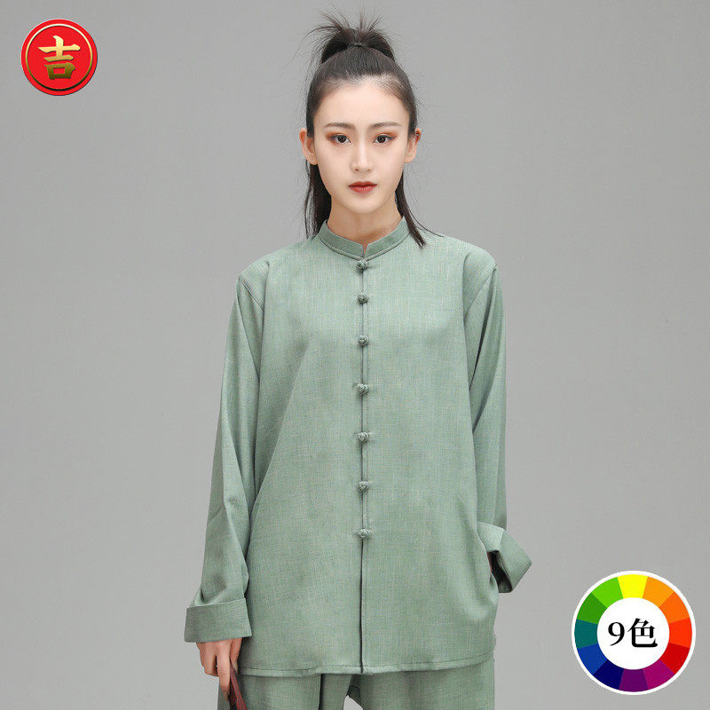 Haoji Taiji suit men's and women's spring and autumn suits improved version of Chinese style stand collar Taijiquan practice suit competition performance suit