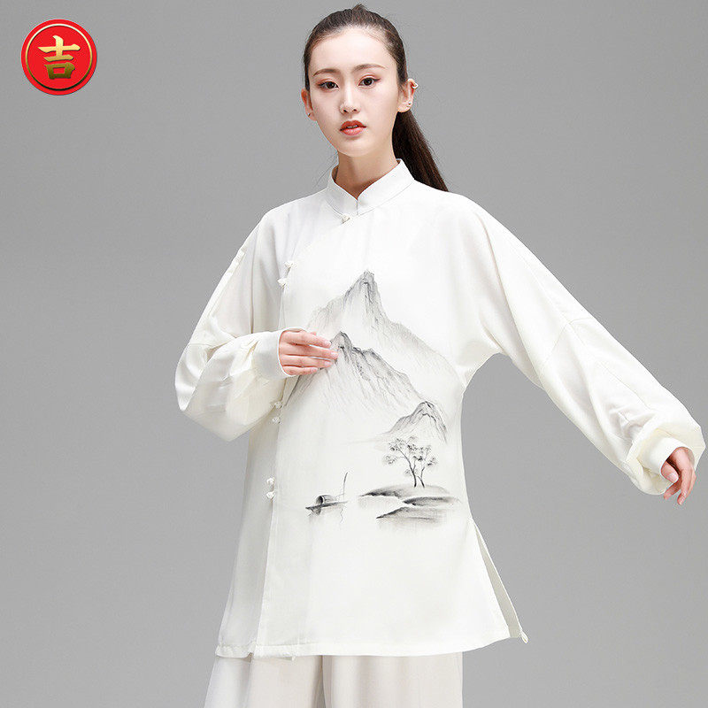 Spring and summer hand-painted tai chi costumes female Chinese style martial arts performance costumes 2019 new performance tai chi costumes