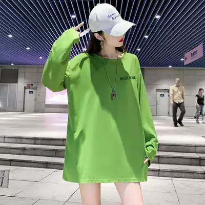 2021 Spring and Autumn Korean version of white temperament pullover women's medium and long version of sports simple loose large size interior with advanced sense