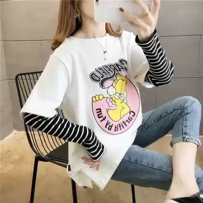 Net red ins tide fake two long sleeve T-shirt female 2020 new spring and autumn loose foreign style base shirt early spring clothes