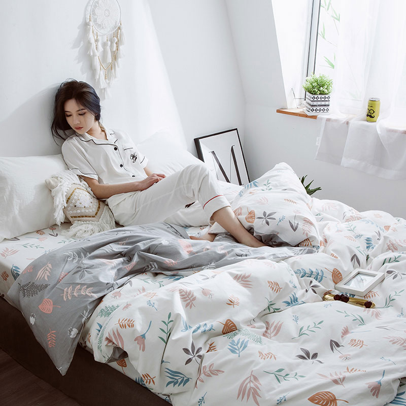 Bed four sets of naked sleeping pro-skin pure cotton one meter five beds 100 All cotton supplies bed cover thin covered with bed cover