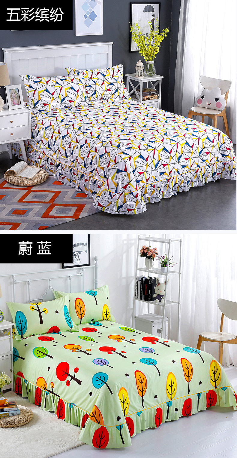 Một mảnh khăn trải giường cotton 1,2 mét ký túc xá cute girl ba mảnh bông đúp nệm chàng trai độc thân - Khăn trải giường ga phủ giường