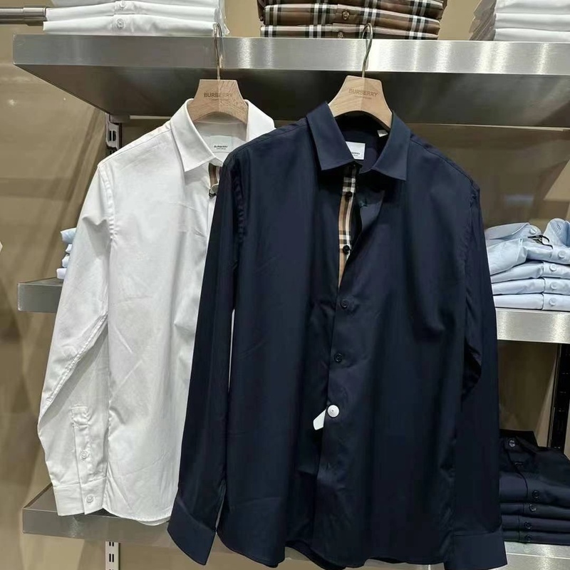 Authentic Spanish Purchasing Agent for Burberry Men's Solid Color Shirts, Suitable for Both Casual and Business Wear