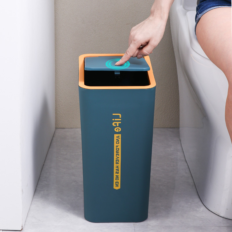 Bathroom Crevice Trash Can for Home Use, Large Capacity with Lid, Press-Type, Stylish Design for Toilet Paper