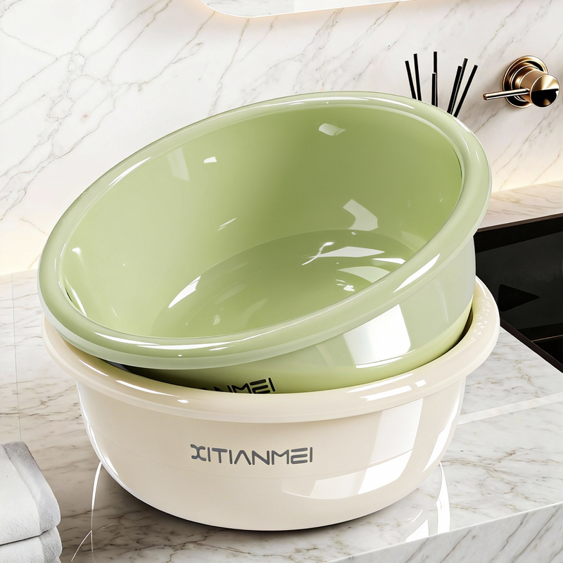 Japanese-Style Washbasin for Home Use, High-Quality Plastic Basin, Large Size, Thick and Durable, Suitable for Washing Clothes, Washing Feet, and for Student Dormitories