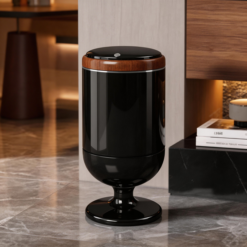 Japanese Living Room Trash Can, High Aesthetic Value, Household Use, 2026 New Model, Light Luxury, High-End, Large Capacity, Movable, with Lid