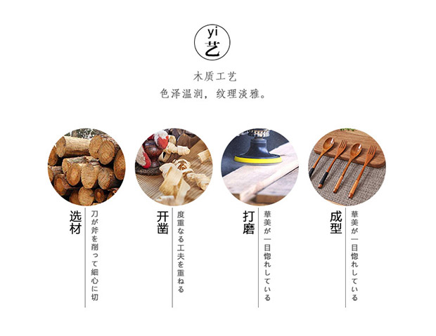 Yousiju Bàn tay dài bằng gỗ kiểu Nhật Bản Bộ đồ ăn gia dụng bằng gỗ muỗng gỗ nĩa sáng tạo thìa nhỏ - Đồ ăn tối bộ bát đĩa đầy đủ