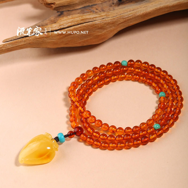 Limelight Home 4 8mm Flapper 108 Buddha Beads Handmade Natural Amber Necklace Bracelet