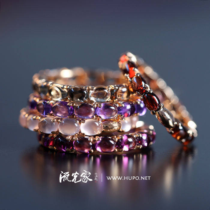 Flow home High - quality natural jade - marrow pomegranate crystal 18K gold ring made in Italy