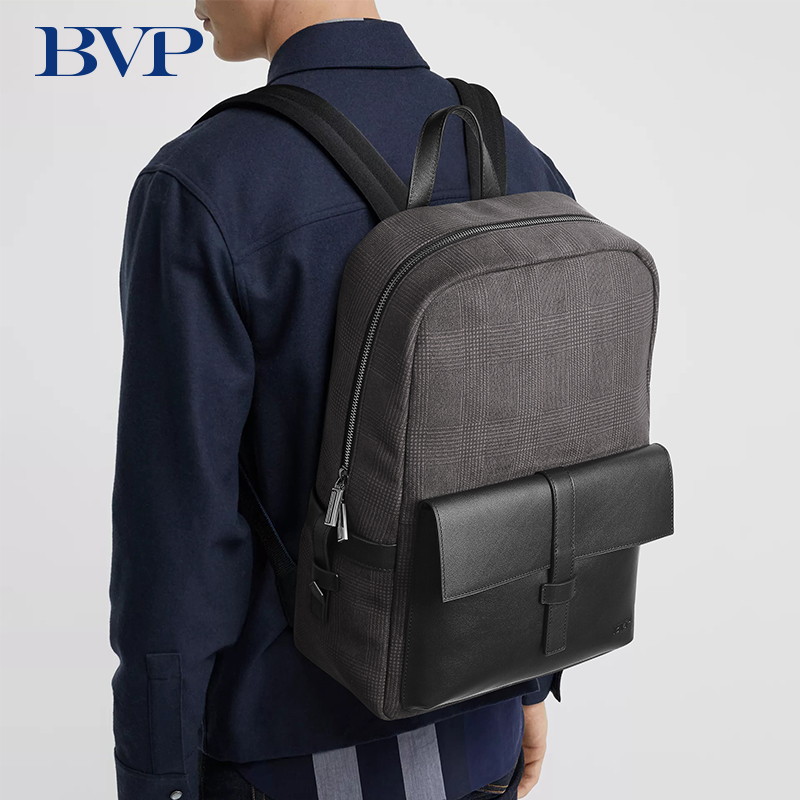 BVP Shoulder Bag Men's Double Shoulder Contractors Business Fashion Casual Genuine Leather Large Capacity Light Business Travel Computer Men's Bag