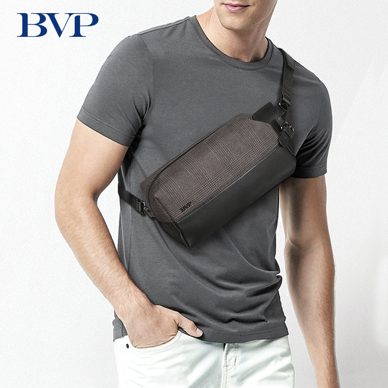 BVP chest bag men's bag summer leather messenger small bag new light leather business fashion men's tide