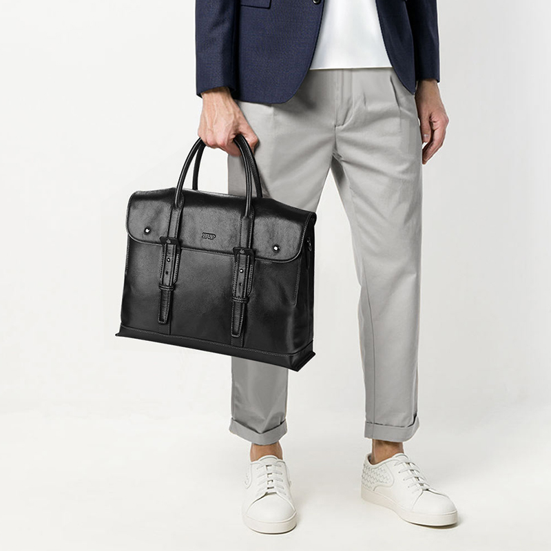 BVP briefcase men's leather handbag 2021 new first layer leather shoulder business bag men's bag tide