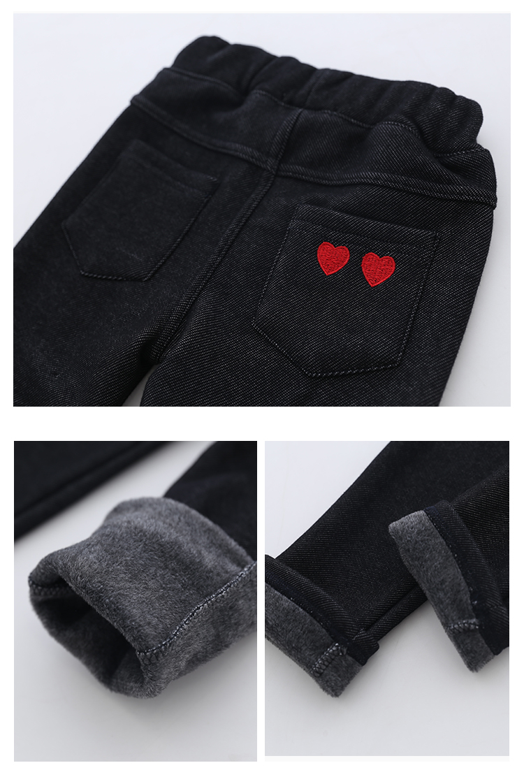 Quần bé gái Yangmei 2018 thu đông mới Quần denim giả nữ kho báu cộng với quần legging nhung dày cho bé quần jean trẻ em cao cấp