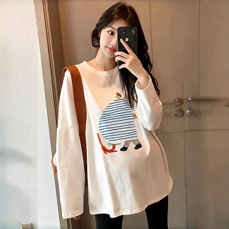 Maternity Tops, Autumn Wear, Pure Cotton Long-Sleeved T-Shirts, Loose-Fitting Base Shirts, Stylish and Not Revealing Pregnancy, Trendy Clothing for Pregnant Women Maternity Tops, Autumn Wear, Pure Cotton Long-Sleeved T-Shirts, Loose-Fitting Base Shirts, Stylish and Not Revealing Pregnancy, Trendy Clothing for Pregnant Women