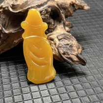 Ruihuang Cui Natural Jade Fine Jewelry Burmese Material Huanglong Jade Ice Yellow God of Wealth Pendant Sweater Chain Certificate