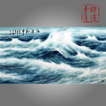 Famous hand-painted authentic Chinese painting Sea seagull Sea Feng Shui painting Six-foot banner Living room office decoration hanging painting