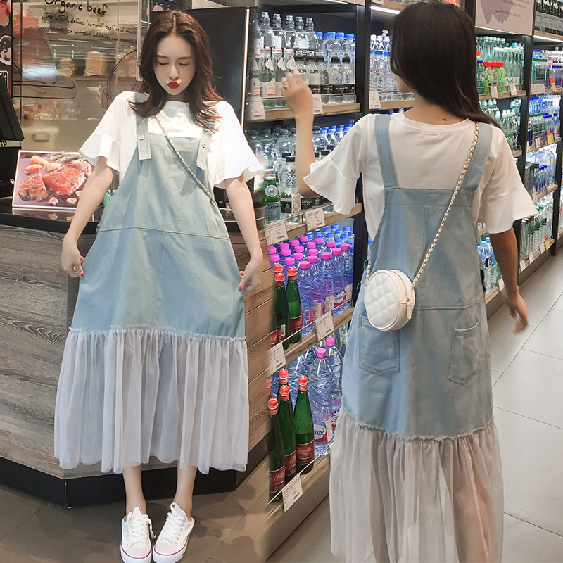 Pregnancy Maternity Dress Summer Dress Fashion Net Red Ocean Dress Suit Damp Hot Mother Personality Pregnant Woman Dress Two Sets