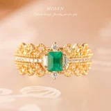 末森 Ювелирное украшение, кольцо, инкрустация камня, золото 750 пробы, материал, легкий роскошный стиль, делается под заказ