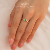 末森 Ювелирное украшение, зеленое кольцо, ретро инкрустация камня изумруд, золото 750 пробы, с драгоценным камнем, легкий роскошный стиль, делается под заказ