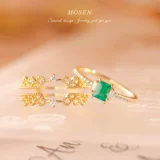 末森 Ювелирное украшение, кольцо, инкрустация камня, золото 750 пробы, материал, легкий роскошный стиль, делается под заказ